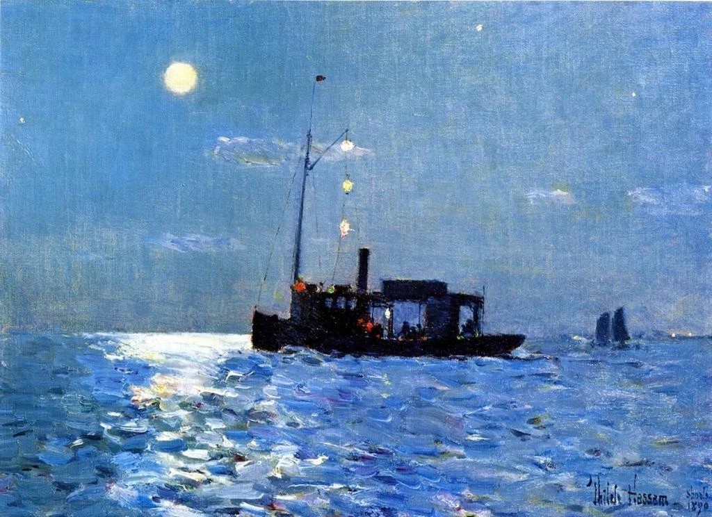 Isle of Shoals Moonlight – Childe Hassam c1890 VINTAGE painting poster print