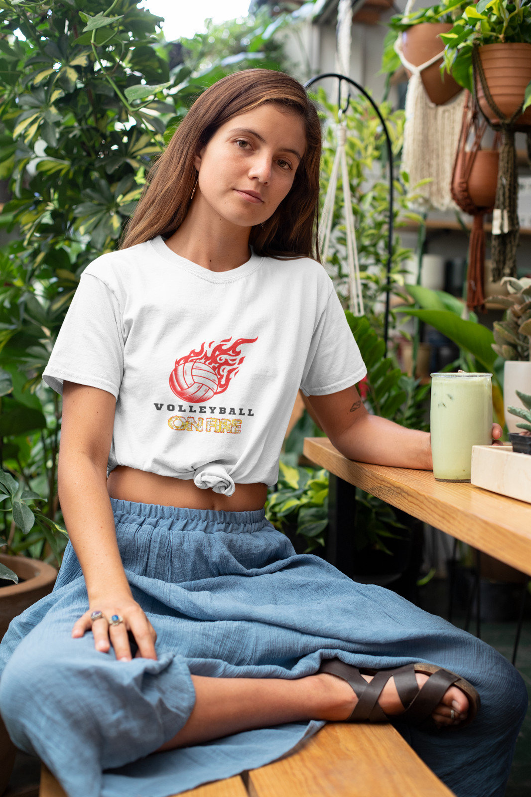Digital file PNG and Mockup for POD Shirt- Volleyball Onfire- Volleyball Lover
