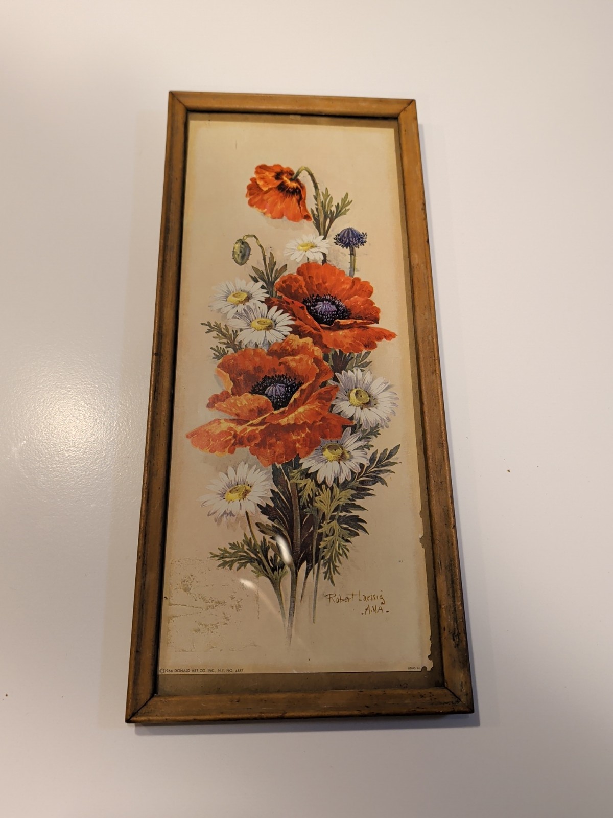 Vintage 1968 Red Poppies, signed Robert Leasing A.N.A.