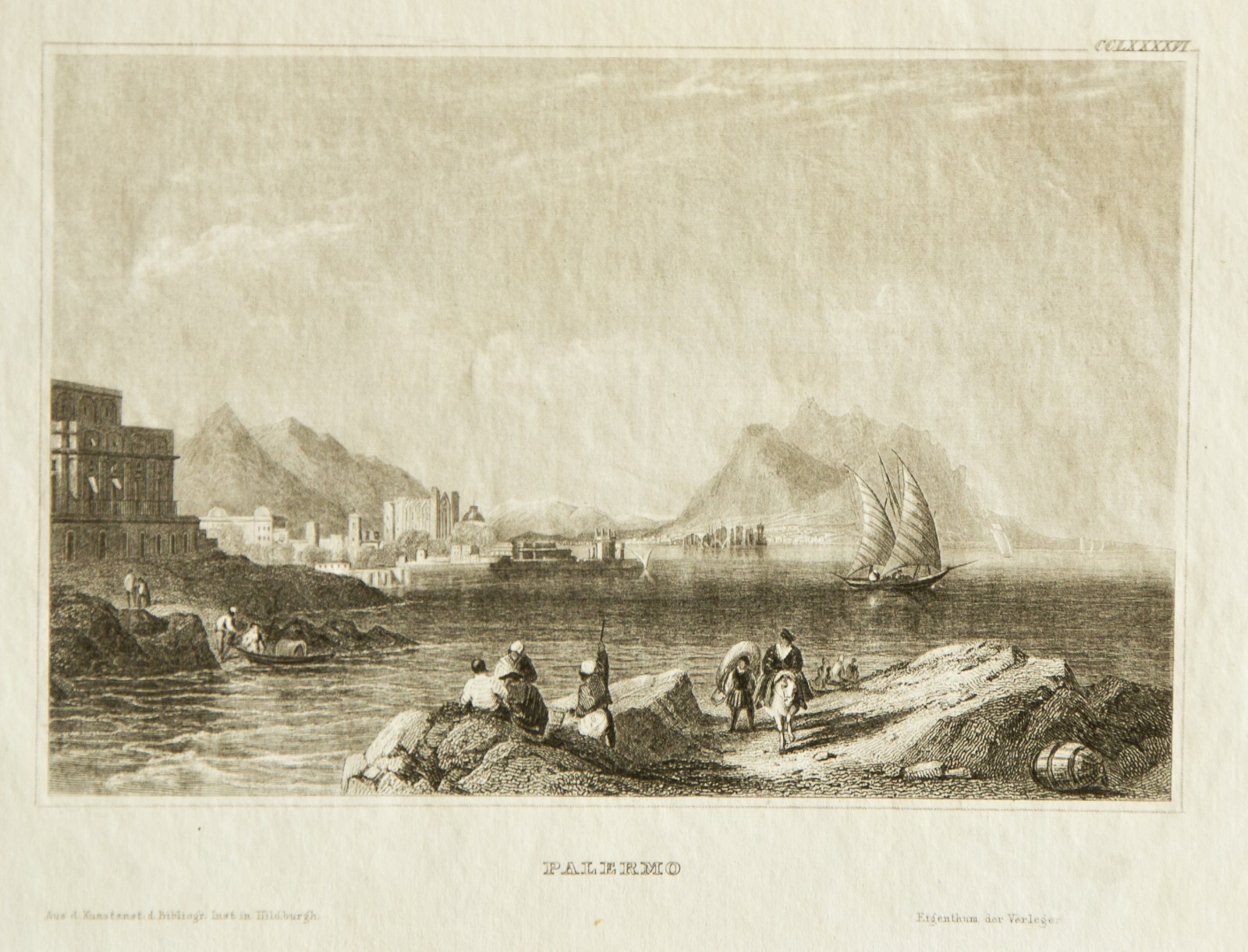 Antique Copperplate Engraving – “Palermo” by Unknown Artist