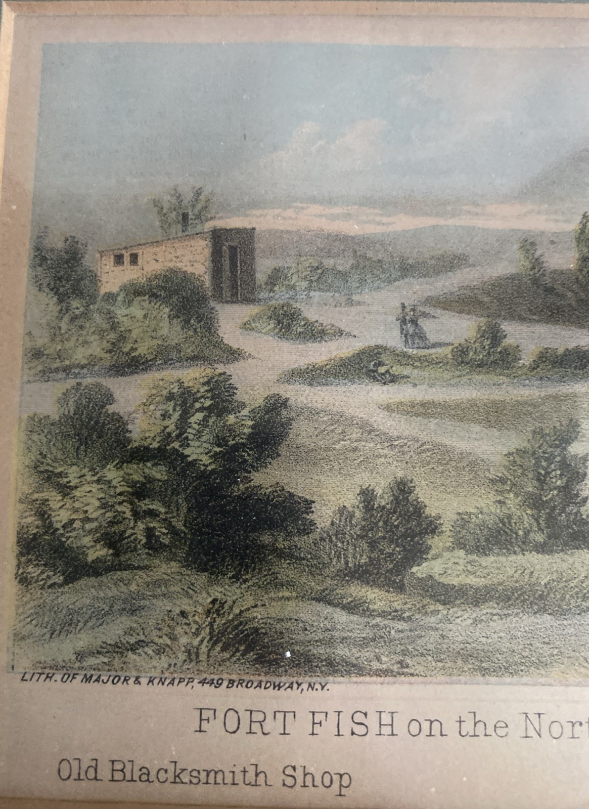 VTG Fort Fish on Northside of Central Park Lithograph Print 6.5” X 4.5” 1865
