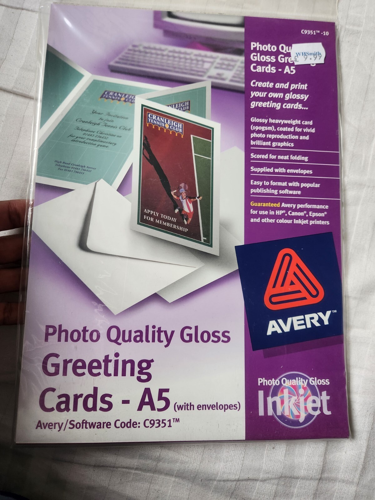Avery Photo Quality Gloss Inkjet Greeting Cardsx9 -A5( With Envelopes)C9351