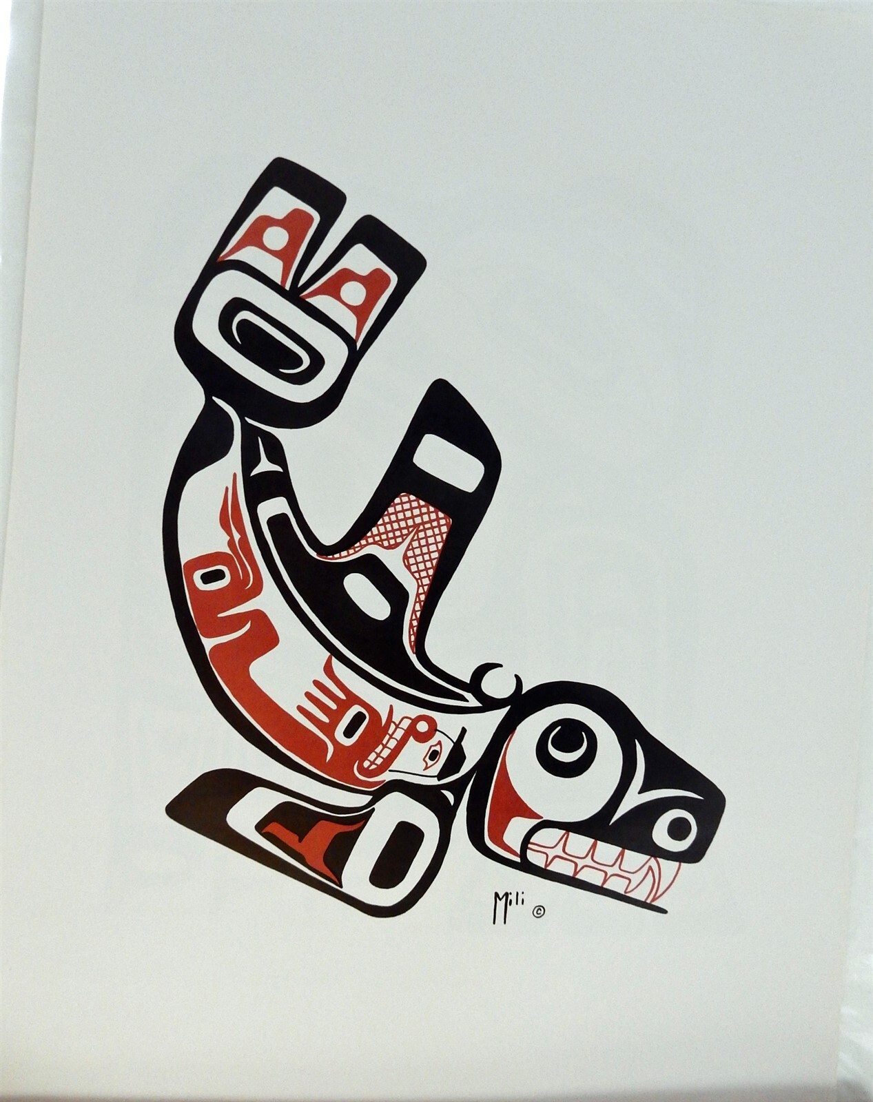 Killer Whale L7-P Pacific Northwest Art Original 23×17 Serigraph By Mili Seattle