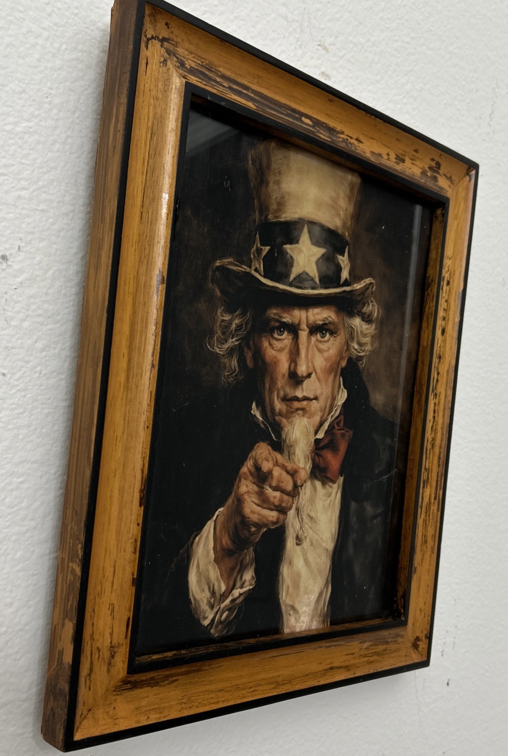 12×10” Uncle Sam Patriotic Unique Rustic Gallery Art Print In Vintage Frame