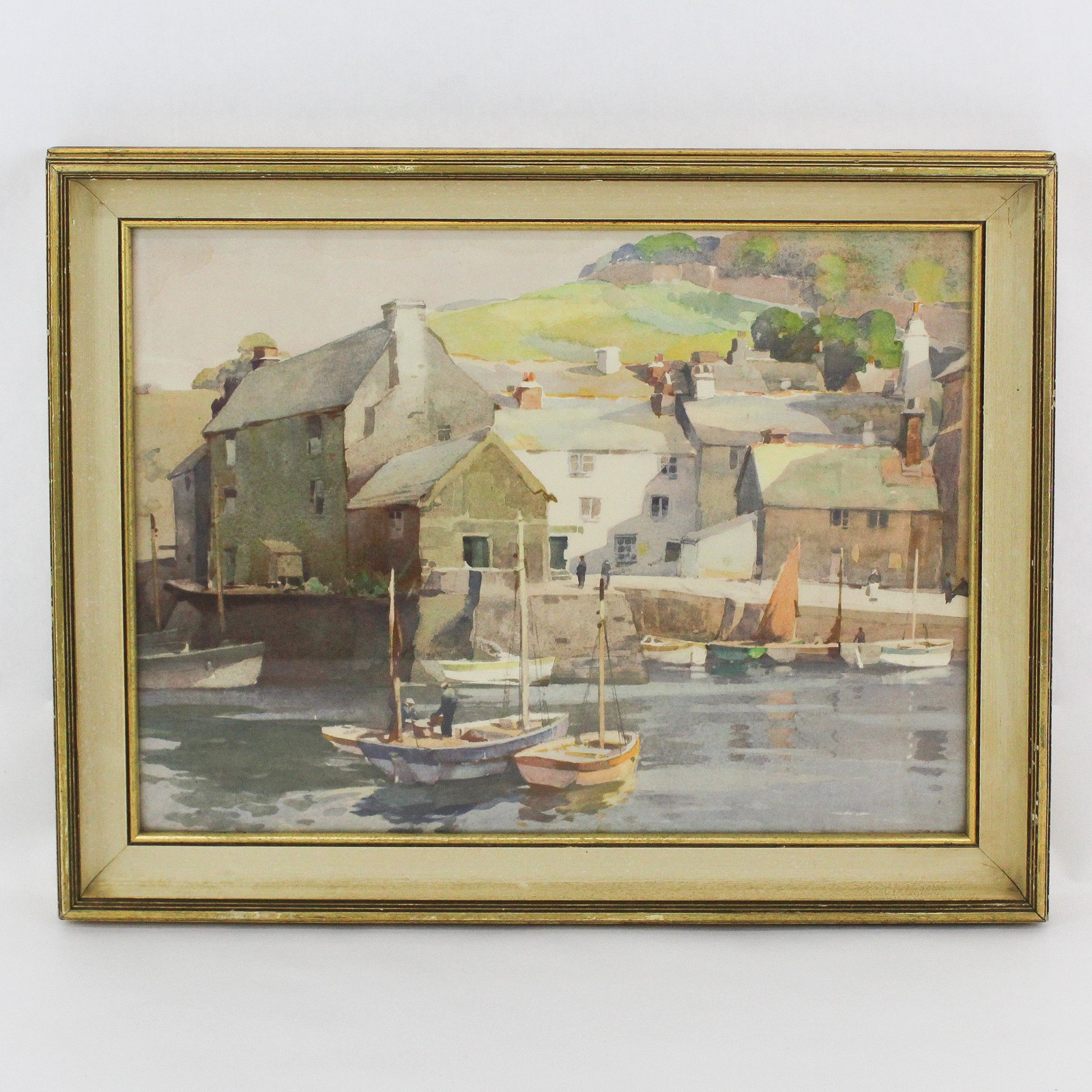 Ramsgate Harbor by Frank Neville Watercolor Print Framed 14-1/2″ x 18-1/4″