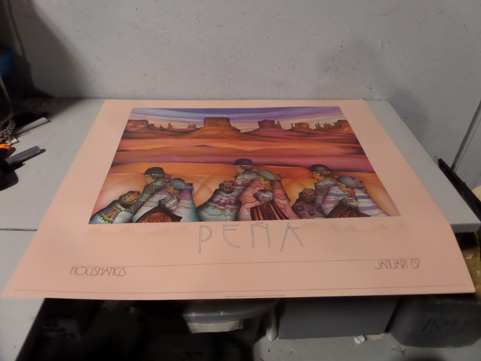 Vintage 30×36 Poster Print Amado M. Pena Jr Artesanos Del Vale 1986 El Taller