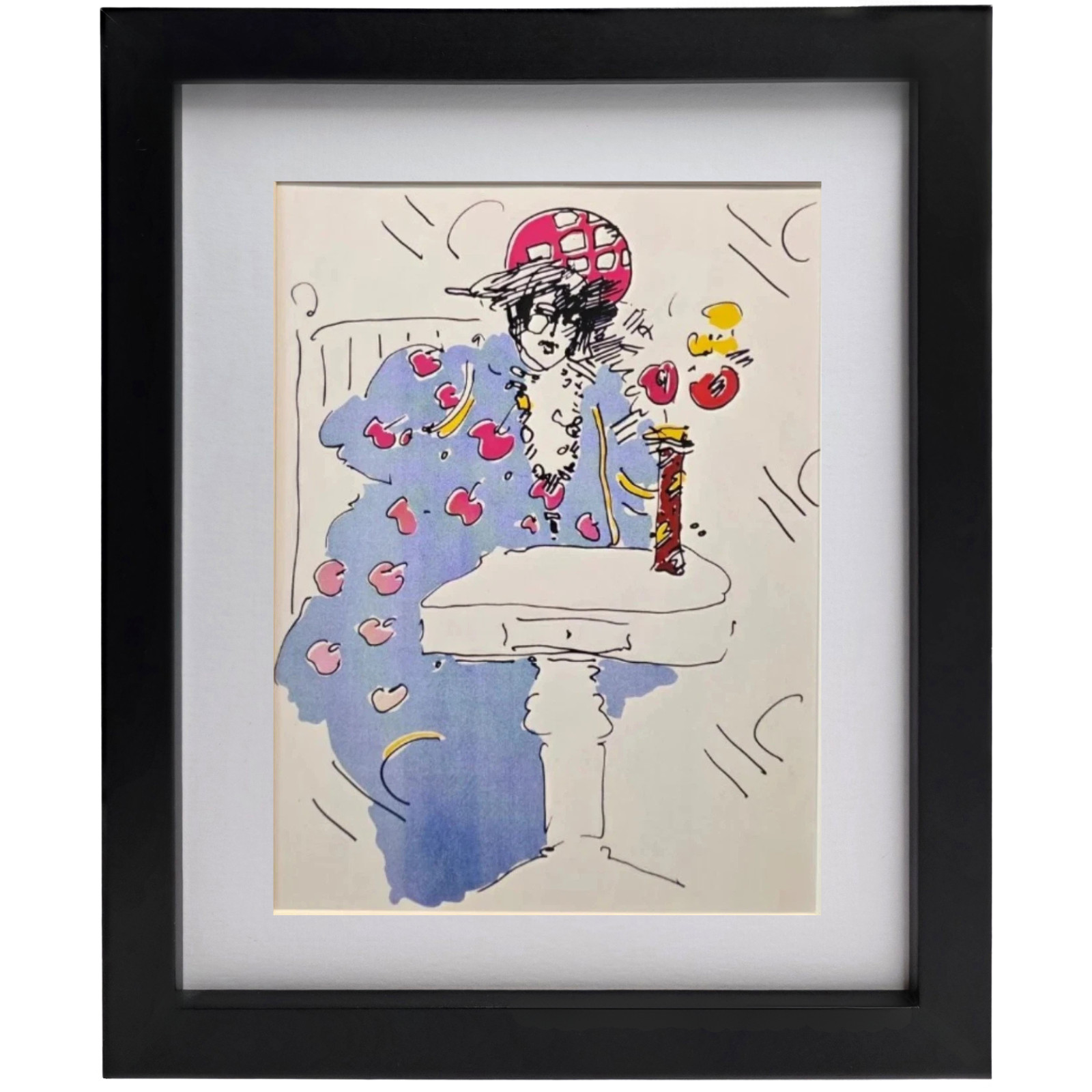 PETER MAX Lady in Blue With Vase Vintage Pop Art Psychedelic Contemporary Print