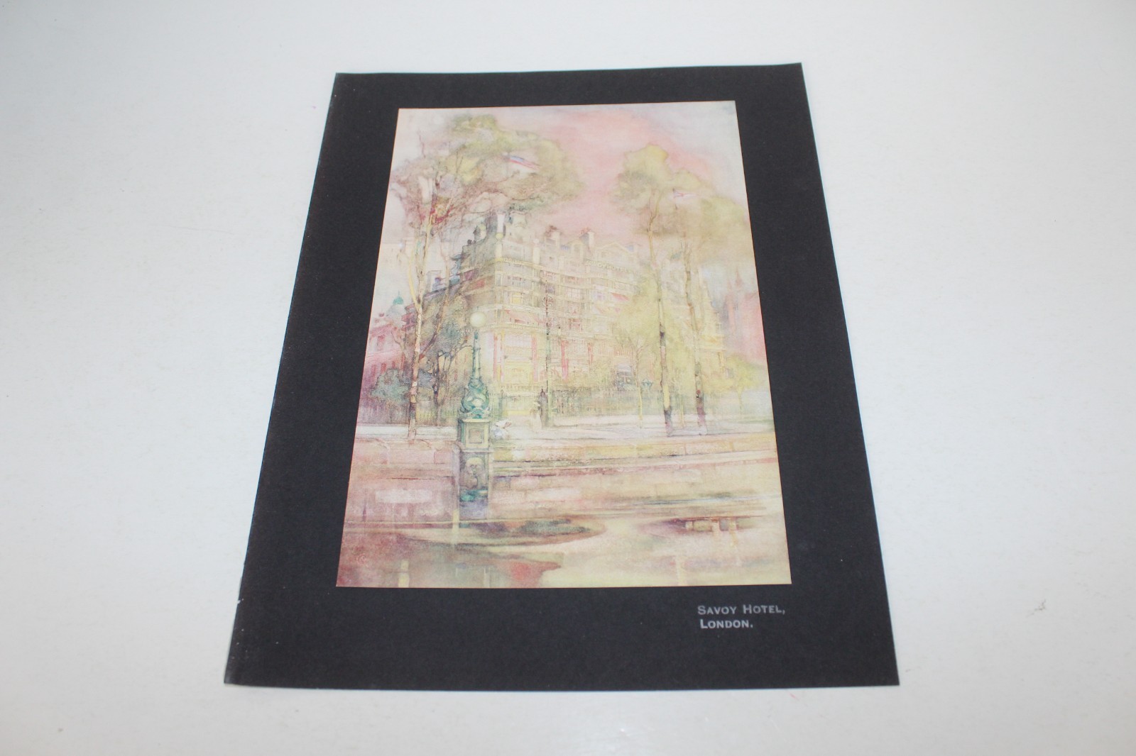 Savoy Hotel, London 8 1/2 x 11 matted size pastel print from 1905 era
