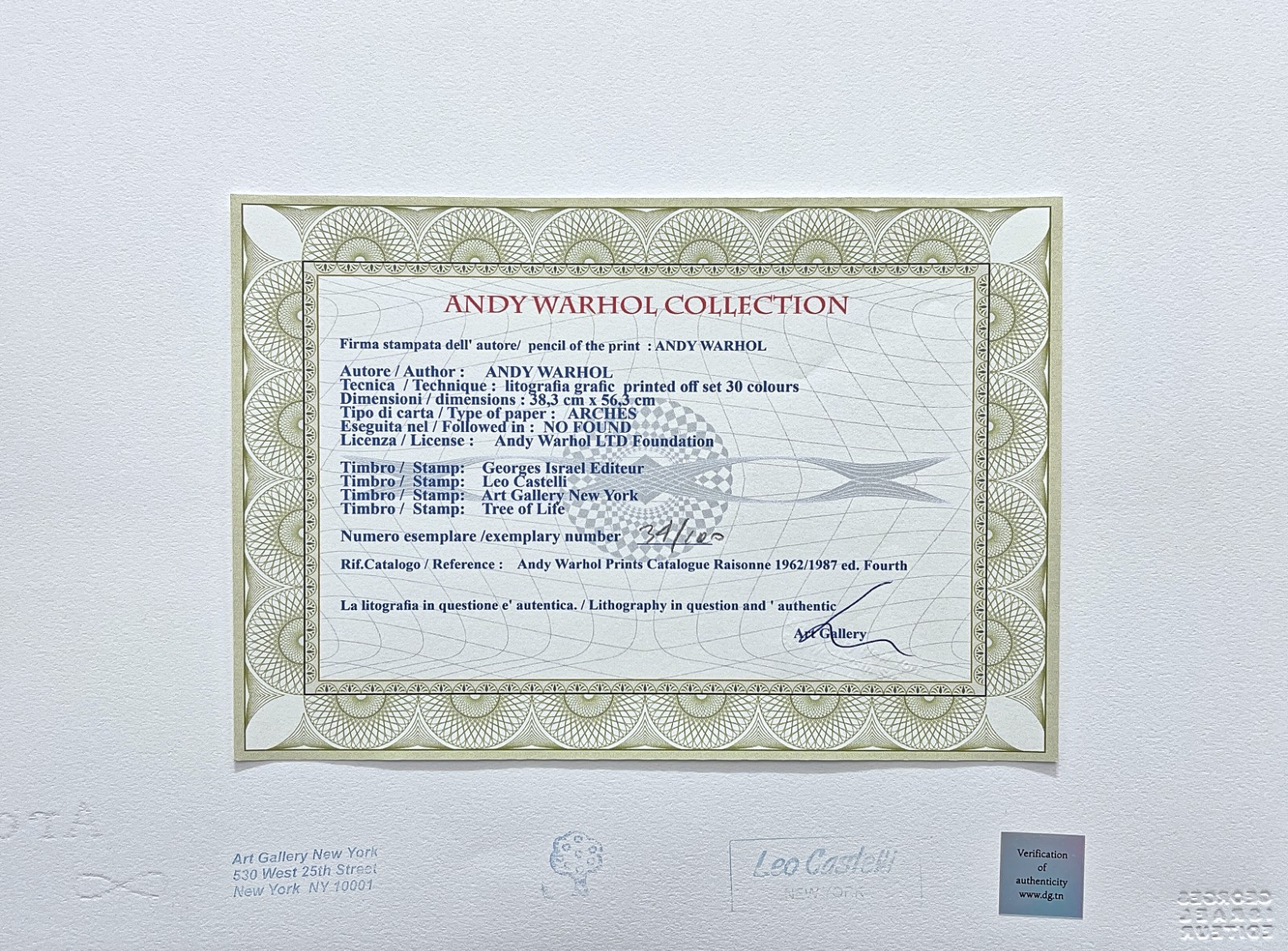 ANDY WARHOL – Neuschwanstein- signed, numbered edition 34/100, 38 x 56 cm