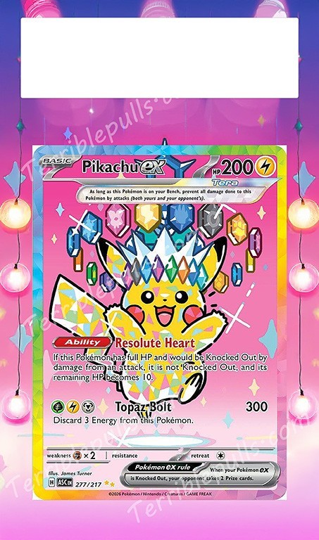 Pokemon Extended Art Insert for PSA Slab- Pikachu EX 277/217 ART ONLY