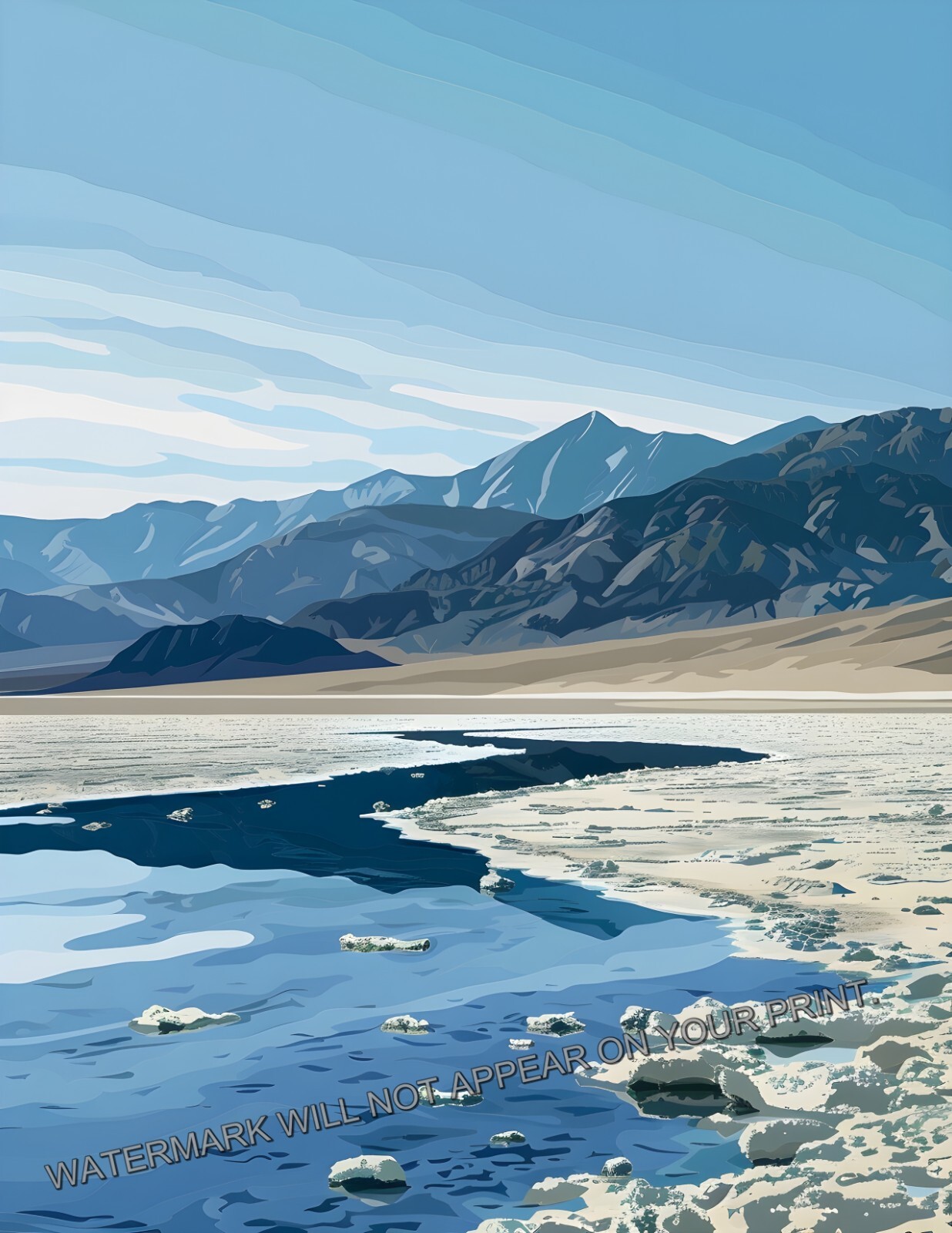 Death Valley National Park California Badwater Basin Giclée Art Print 8.5X11