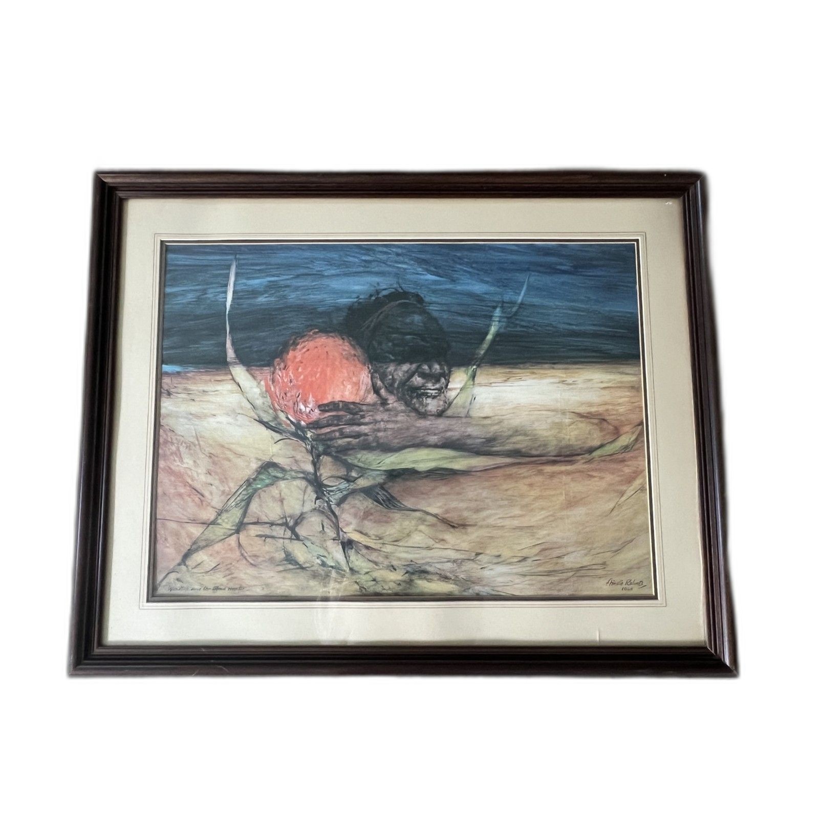 RARE Framed Art Waratah and the Blind Hunter Australian Artist Ainslie Roberts