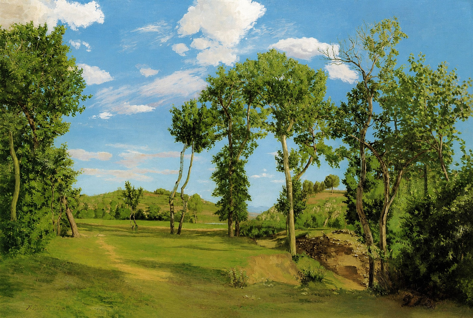 Frederic Bazille Landscape on the Shore of Lez 1870 Fine Art Print 17″x22″