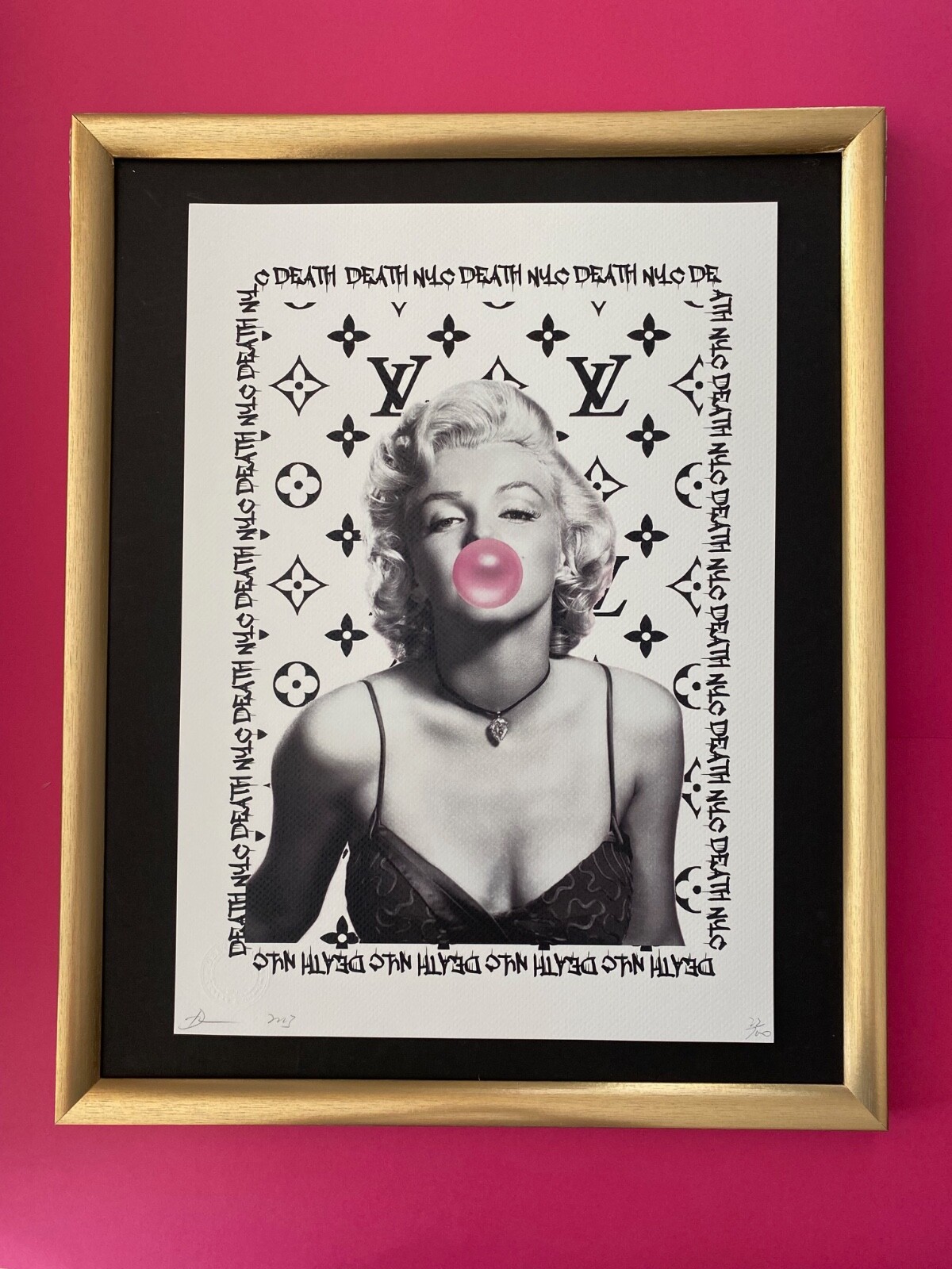 DEATH NYC Hand Signed LARGE Print Framed 16x20in COA POP ART MARILYN #