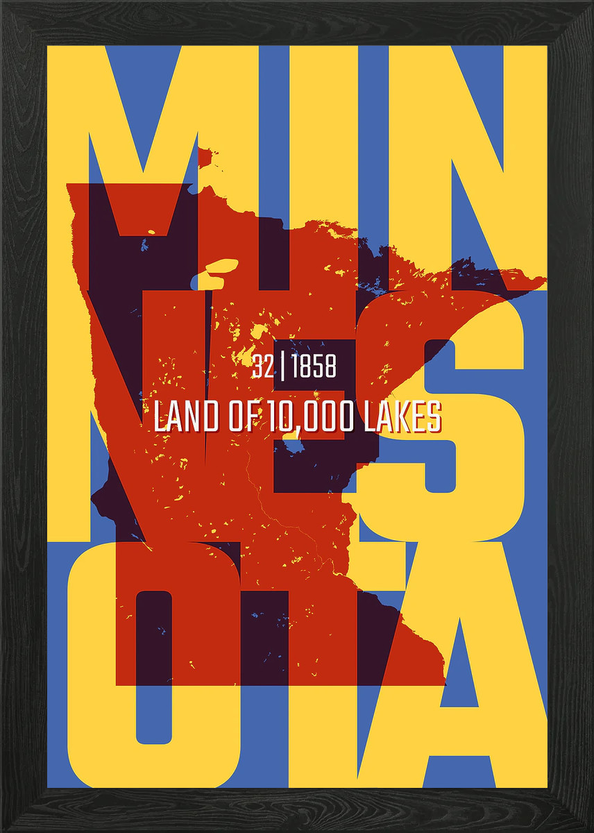 Minnesota usa state Framed Wall Art Poster Canvas Print Picture