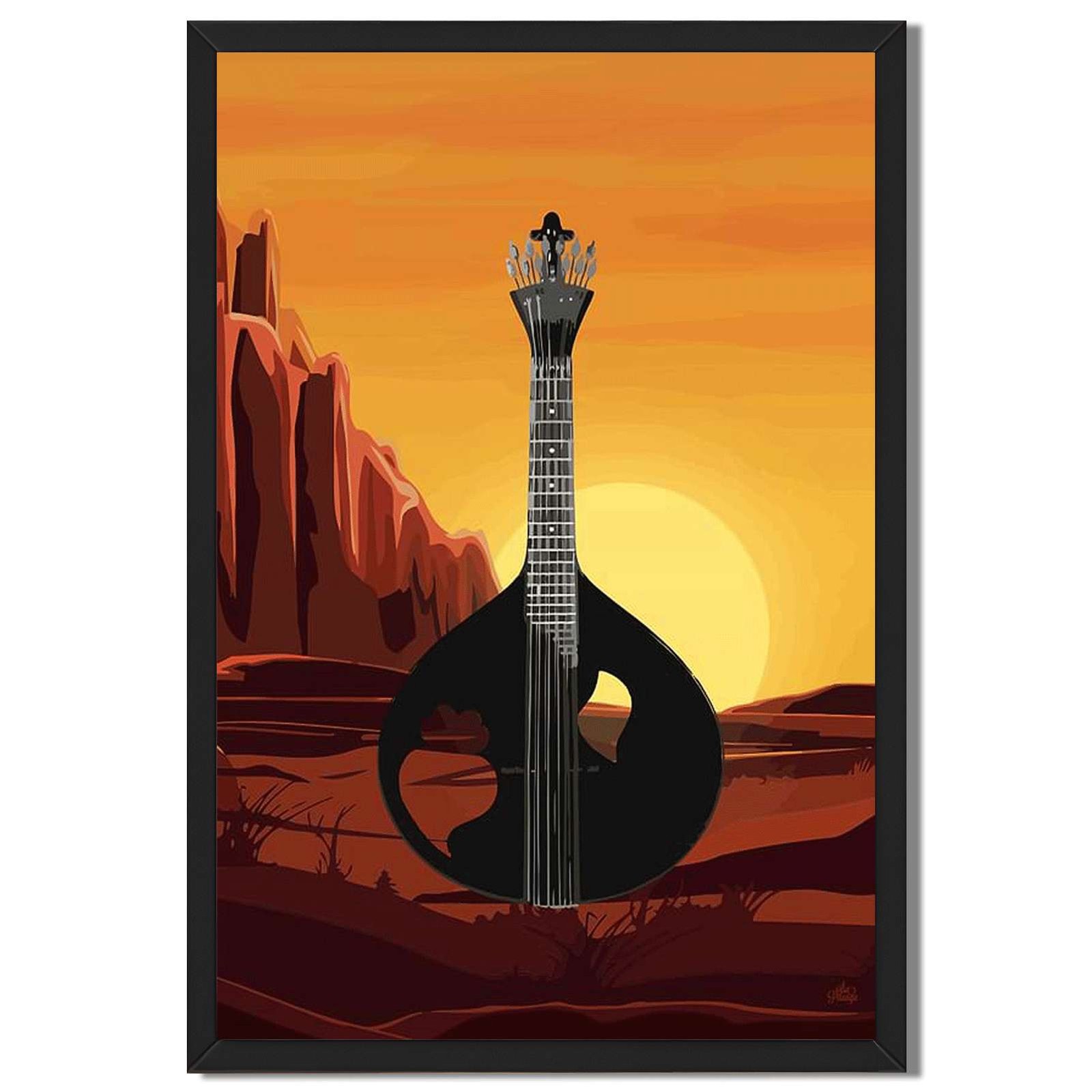 Desert Guitar Sunset Wall Art Canvas Oil Paintings Reproduction