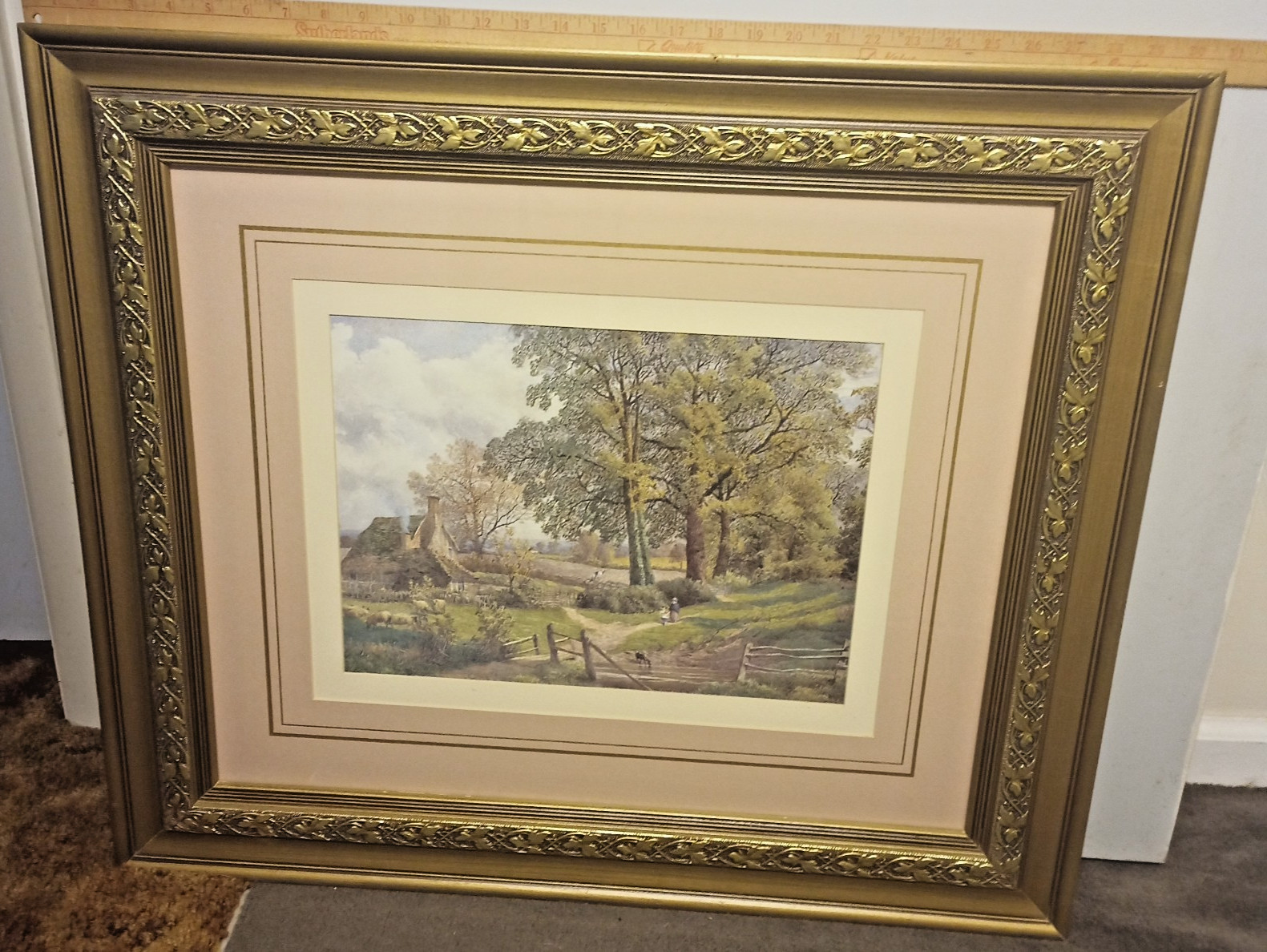 “The Keepers Cottage” by George Shalders Framed and Matted in Glass 26.5″ x 31″