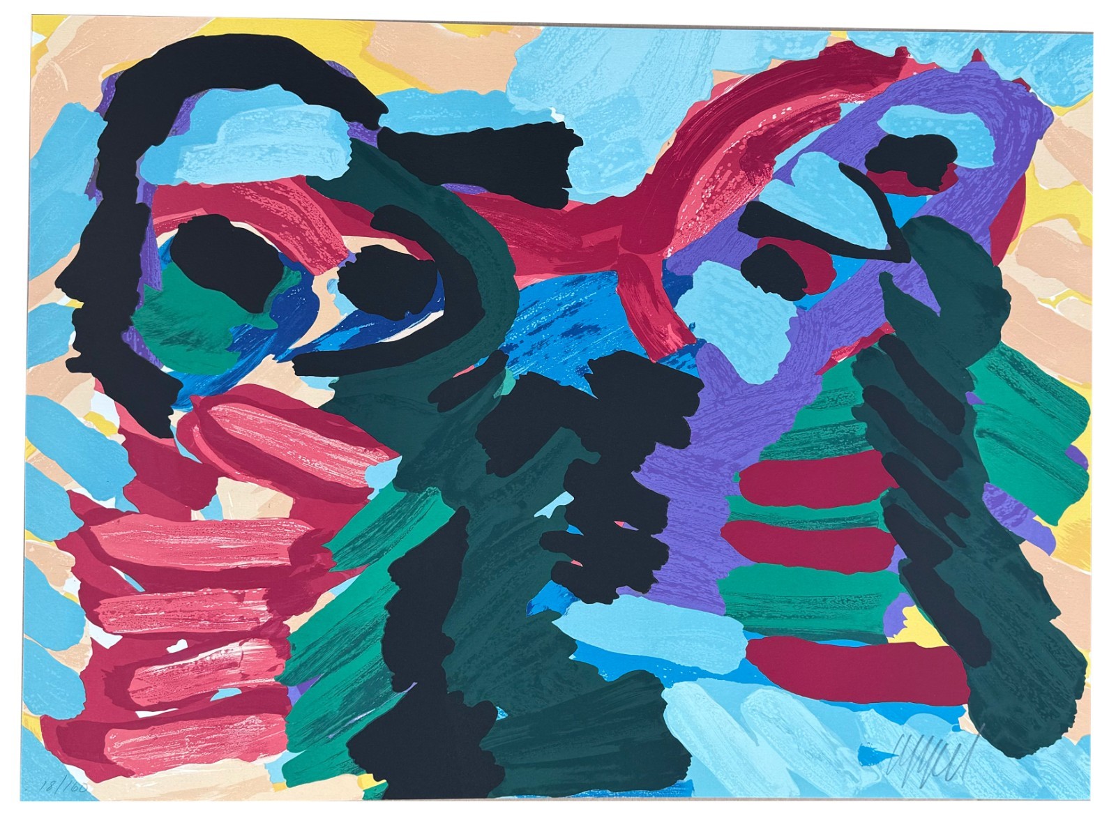 Karel Appel “With My Bird” Original Lithograph Signed & Numbered, 1978