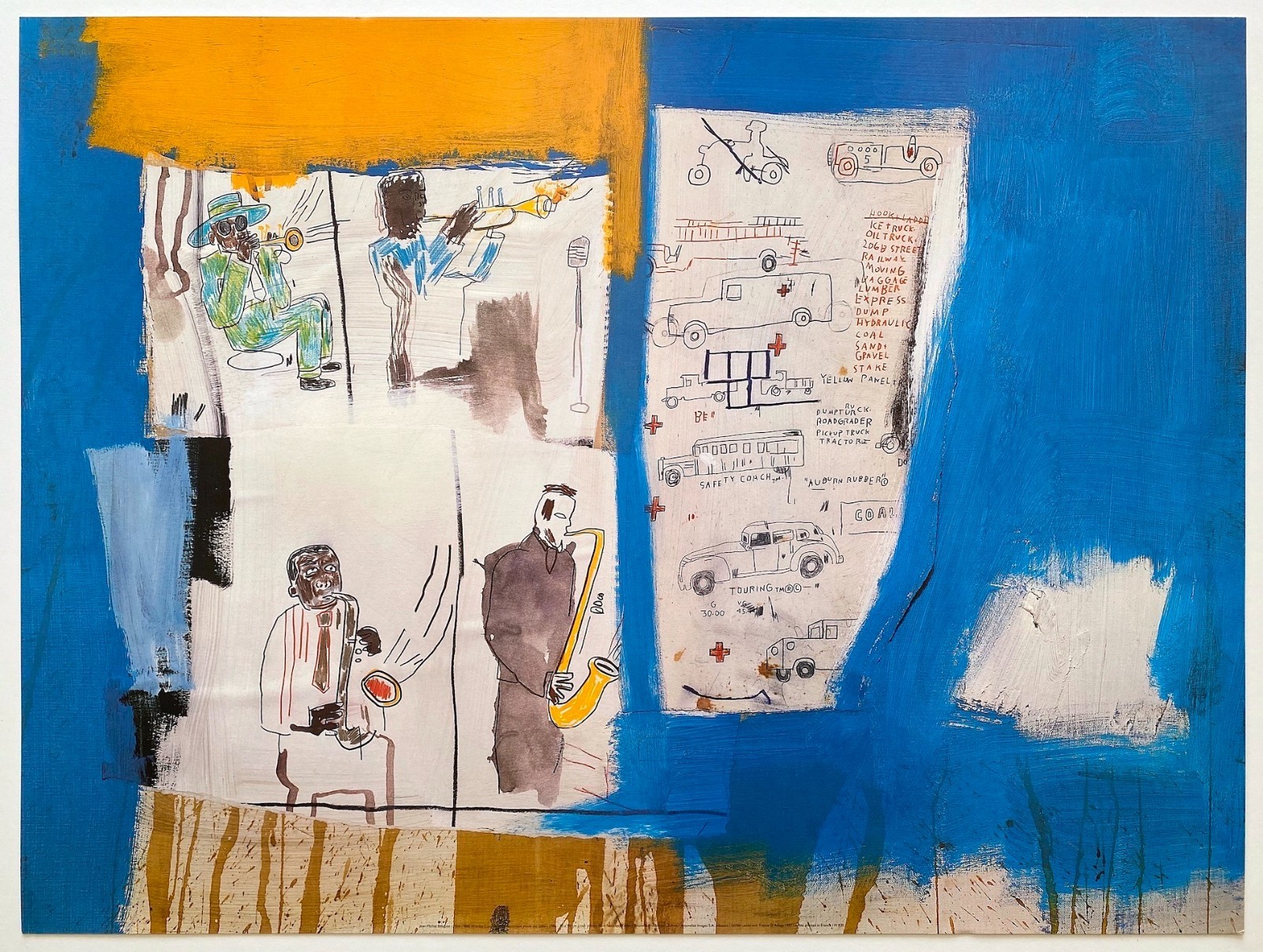 JEAN MICHEL BASQUIAT RARE 1997 OFFSET LITHOGRAPH PRINT WORTHY CONSTITUENTS 1986