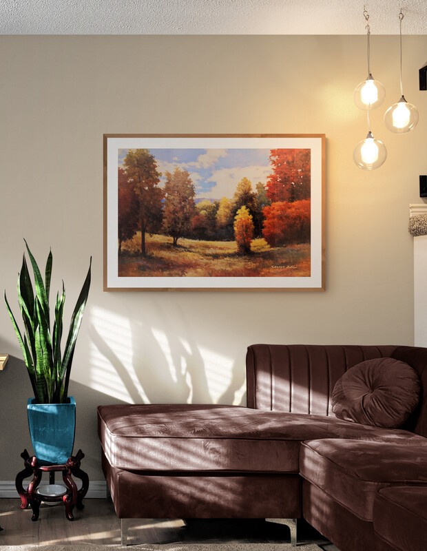 24 x 36 inches Lithograph print of Purple Mountain Landscape by Kanayo Ede