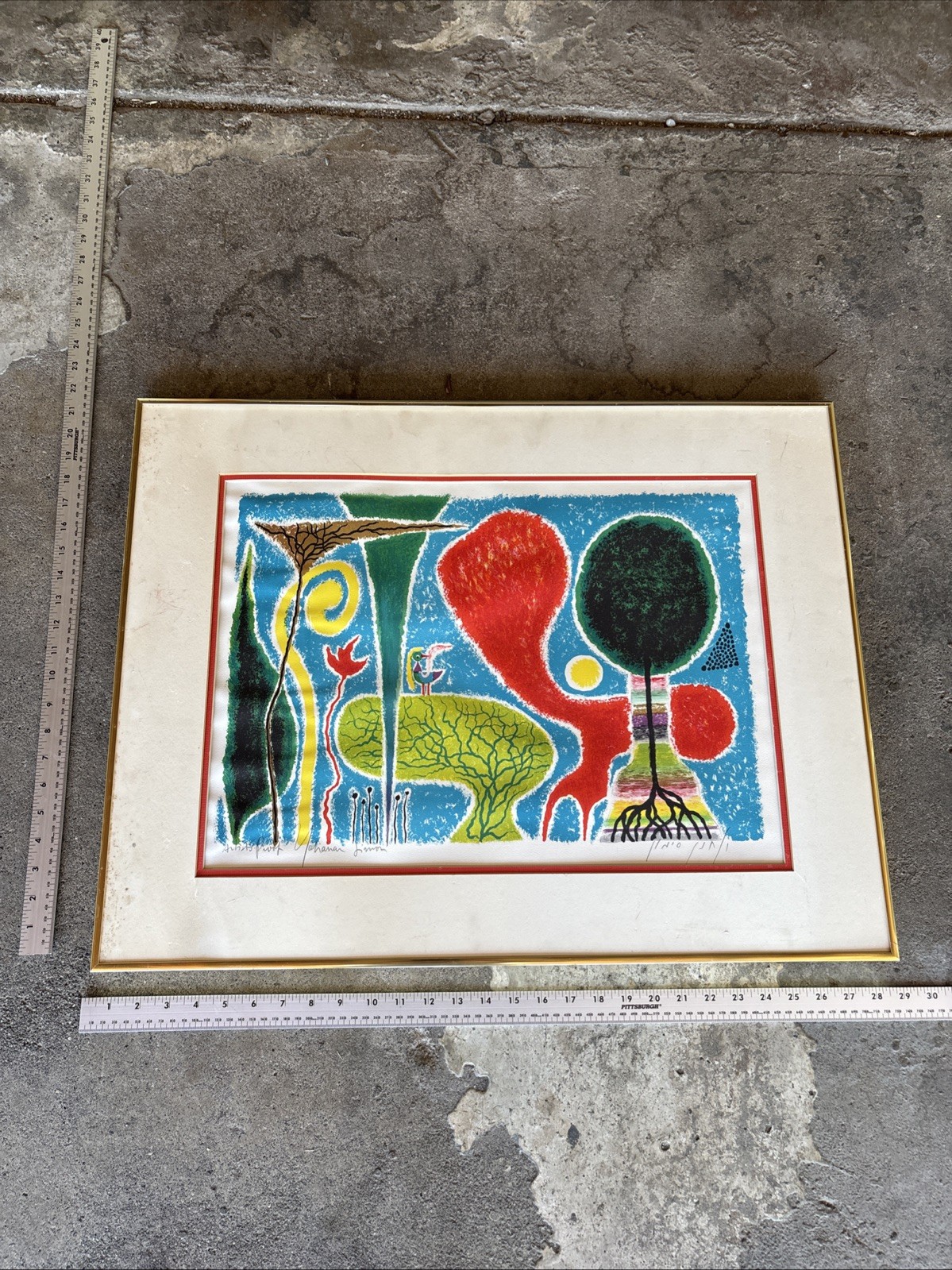 YOHANAN SIMON Artist Proof Lithograph Surrealist Hebrew Jewish Signed Framed