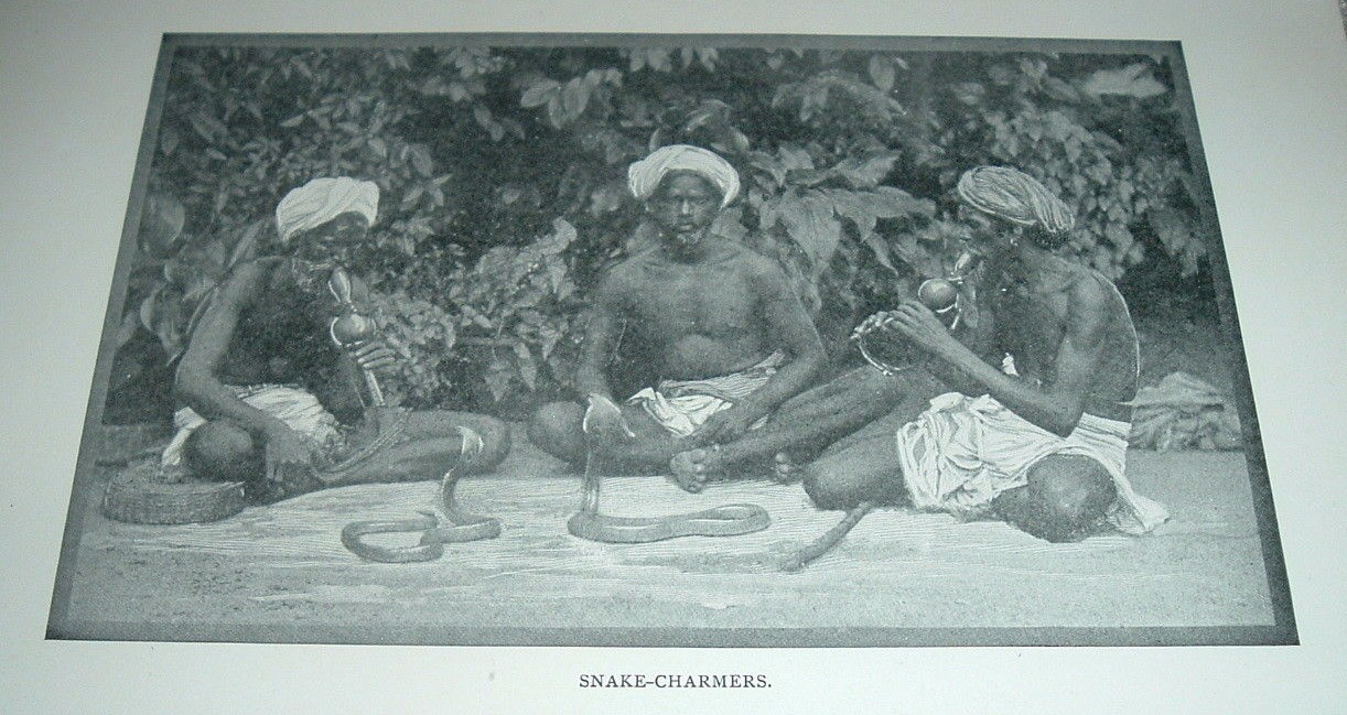 1897 Antique Print SNAKE CHARMERS India