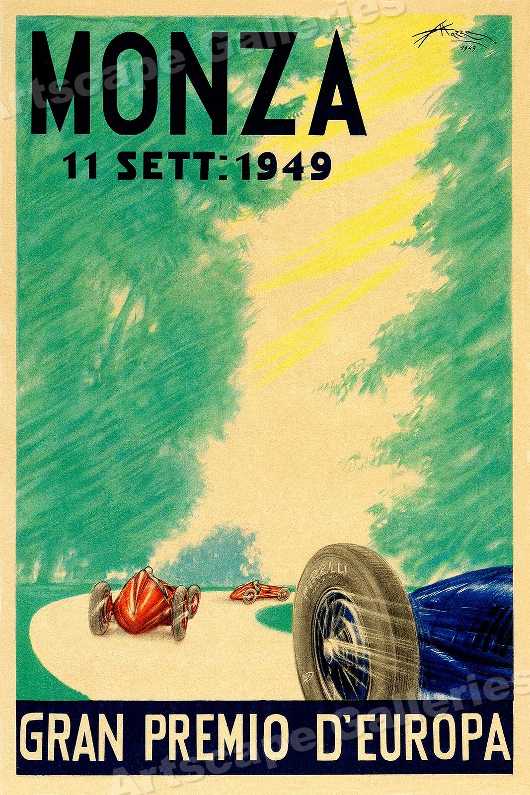1949 European Grand Prix Monza Vintage Style Racing Poster – 16×24