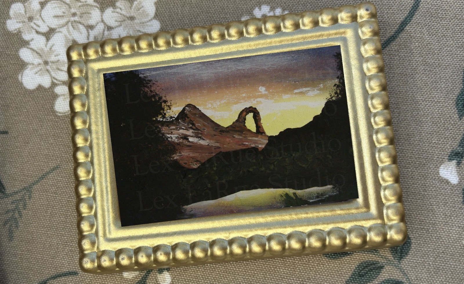 ACEO Print Dawn/Dusk Desert Landscape Rock Archway Canyon 2.5×3.5 in. SIGNED