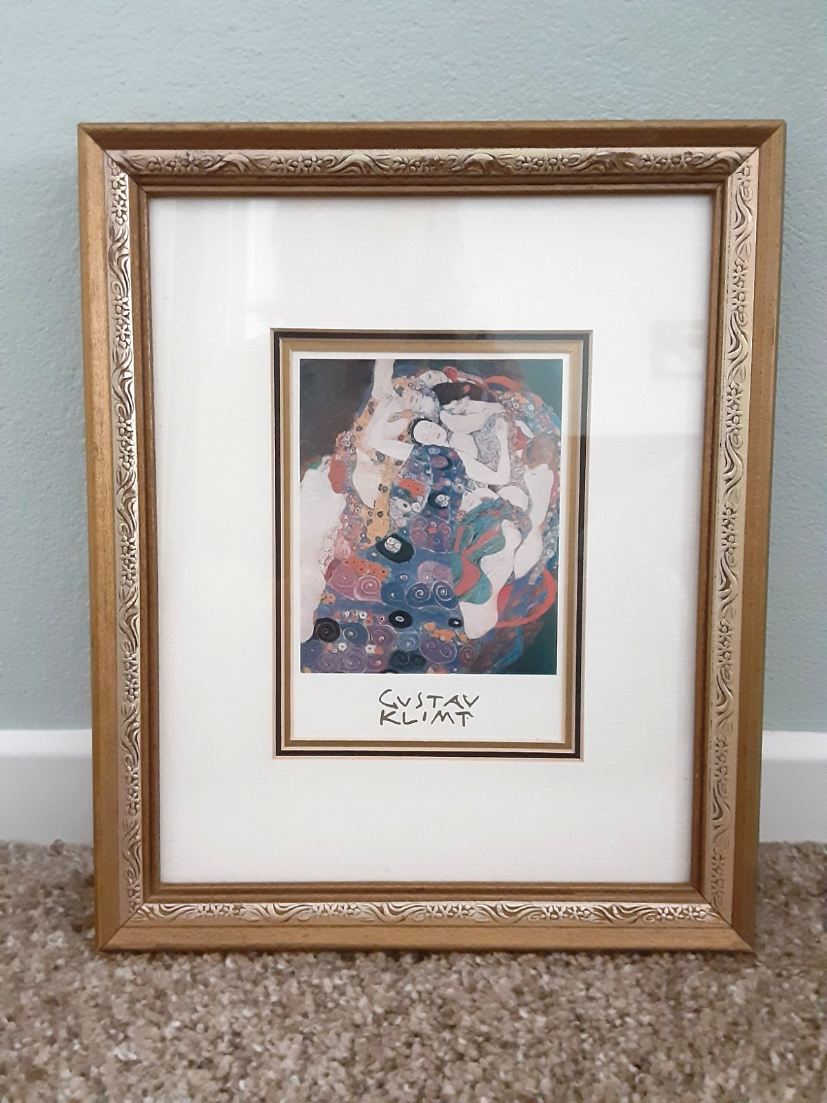 GUSTAV KLIMT ~ FRAMED & MATTED PRINT ~ “THE VIRGIN” (?) ~ 9.25 X 11.25