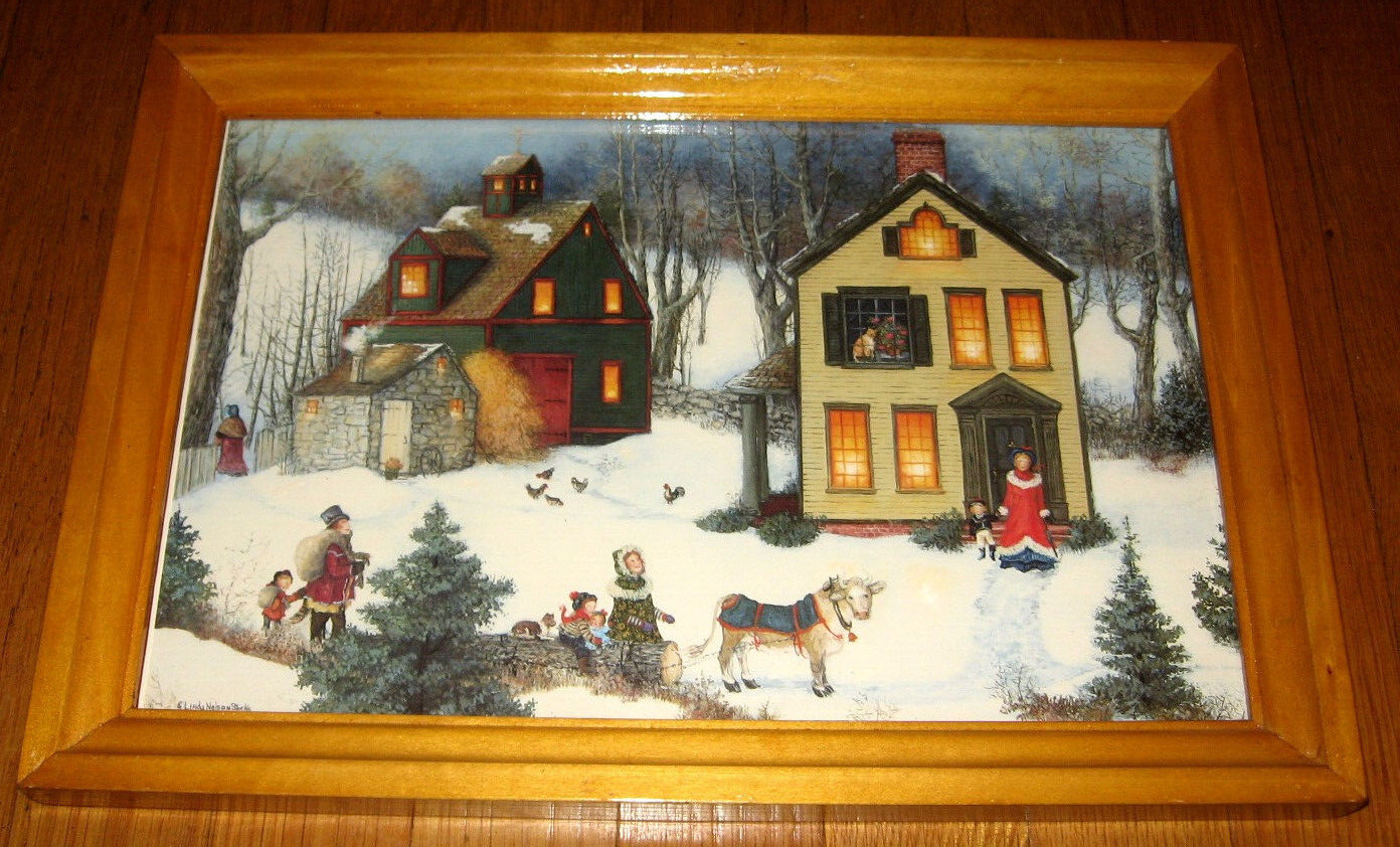 Linda Nelson Stocks 1998 Framed Christmas Winter Picture