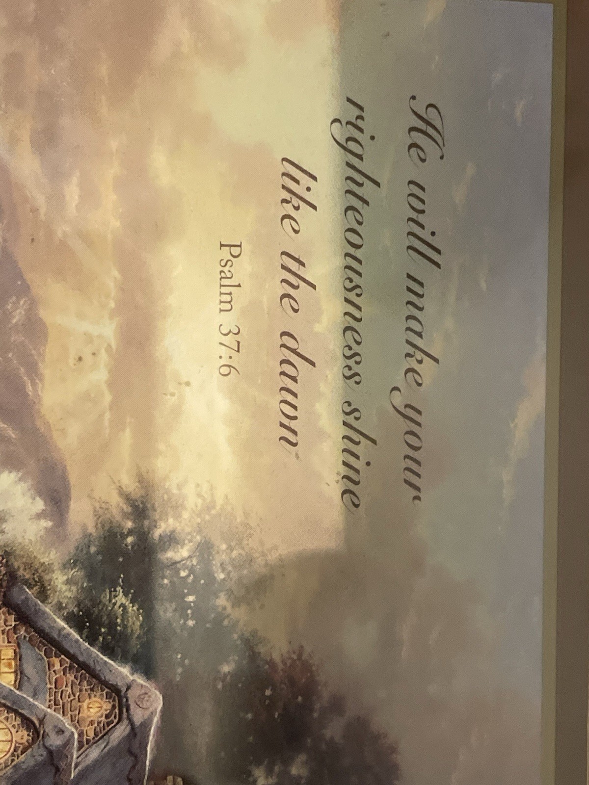 Thomas Kinkade Framed Print Psalm 37:6 Cottage Accent Print w/ COA Gold Frame