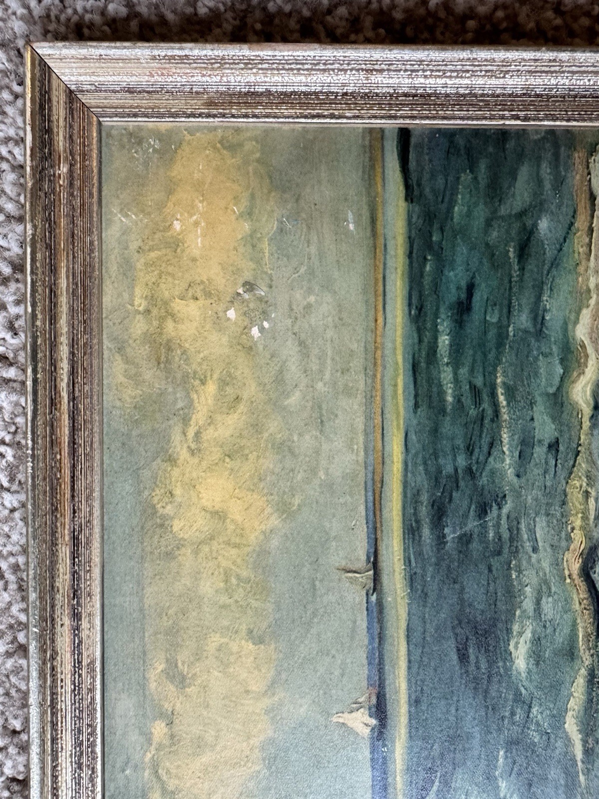 Vintage Framed Reproduction Vincent Van Gogh Oil Painting Seascape Nautical Art