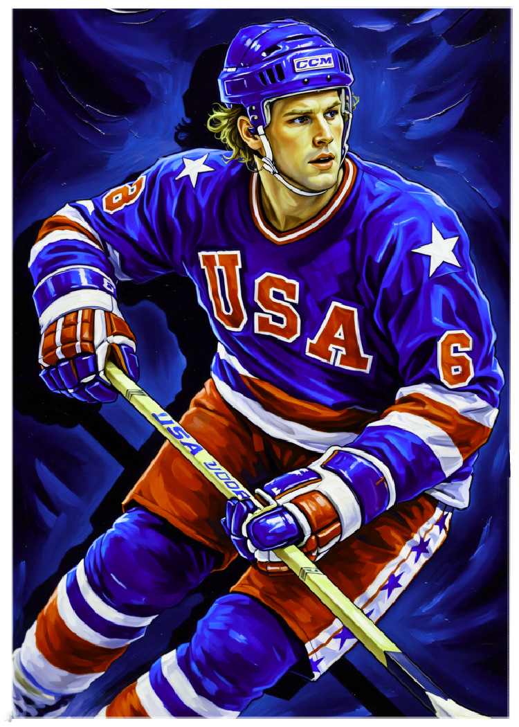 BILL BAKER * Team USA * HOCKEY * Illustrated Art Card * ATC ACEO