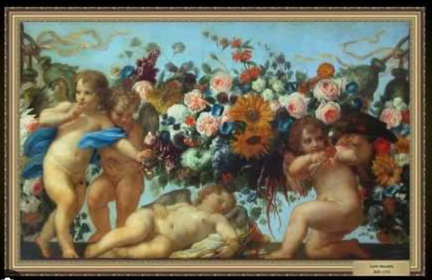 Carlo Maratta Love & Garlands of Flowers Framed Art Print Baroque Cherubs