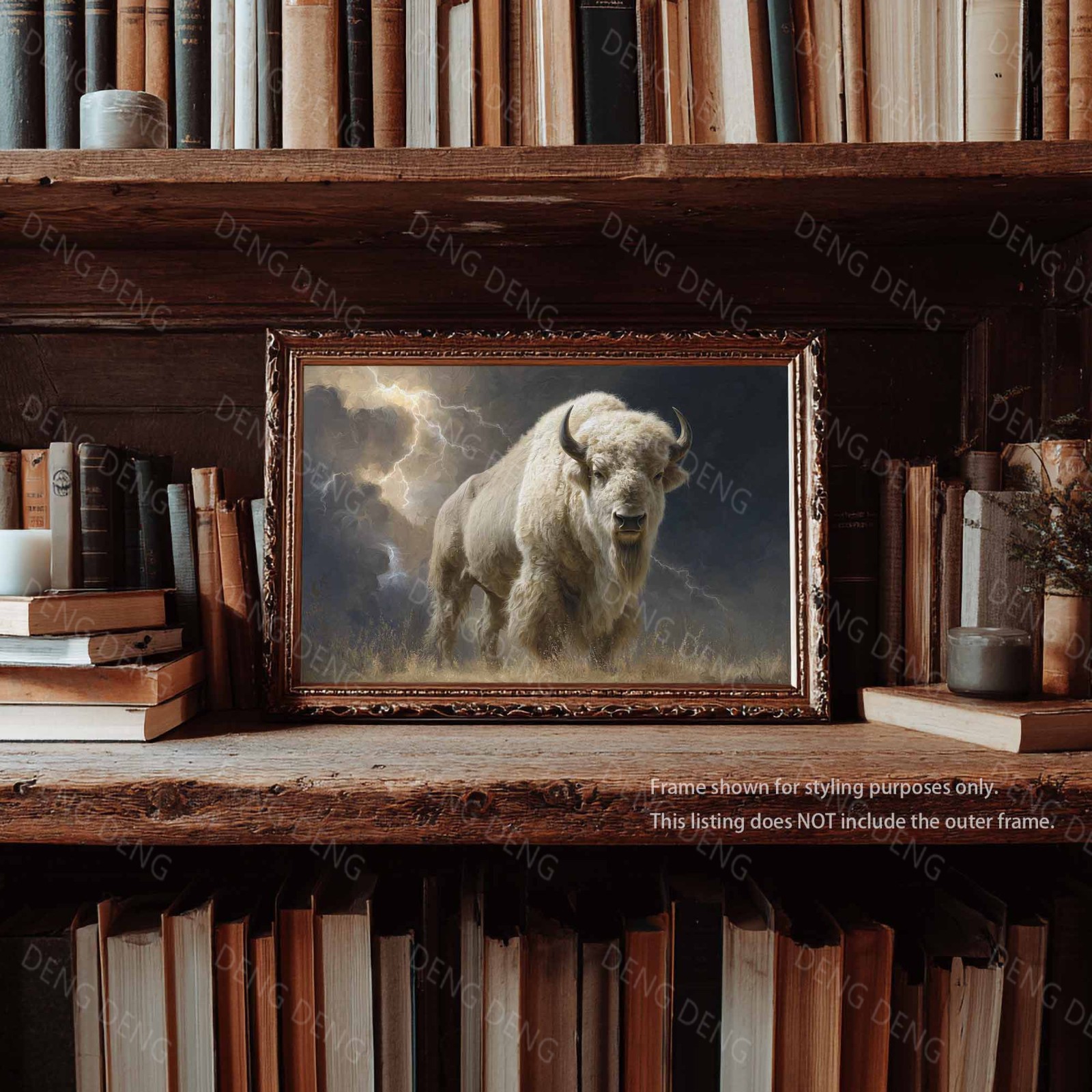 White Buffalo Oil Painting Printed On Canvas,American Bison Giclée Print