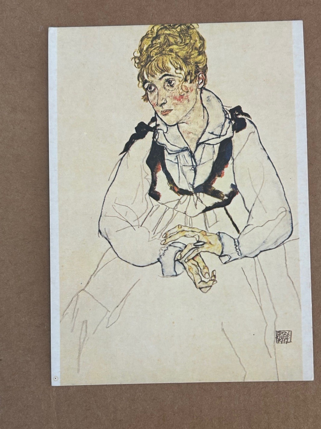 Egon Schiele Die Frau Des Kunstlers Postcard 1917 Vintage Post Card