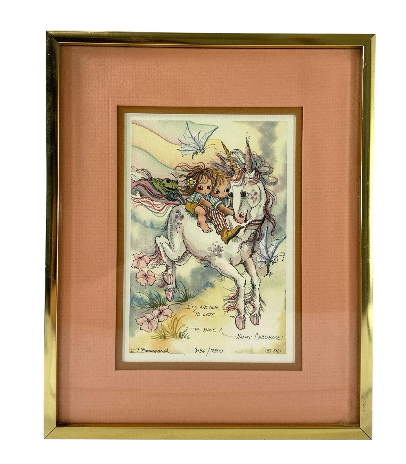 Jody Bergsma Happy Childhood Limited Edition Lithograph Unicorn 3196/7500